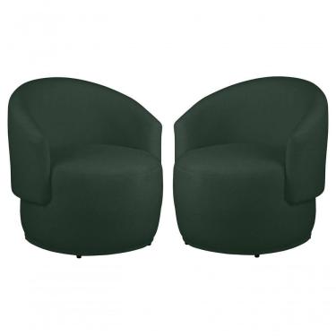 Imagem de Kit 2 Poltronas Decorativa Redondo Estofada Heitor Sala Escritório E Recepção Suede Preto Eli Móveis