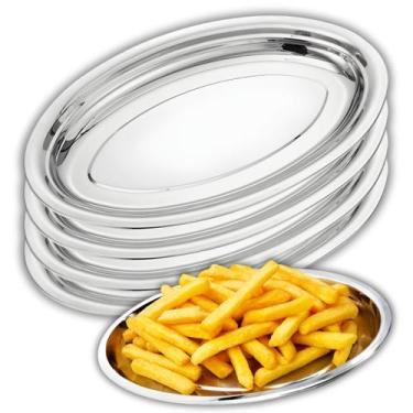 Imagem de Kit 4 Travessas Oval Funda Aço Inox 30cm Para Servir Alimentos Porções