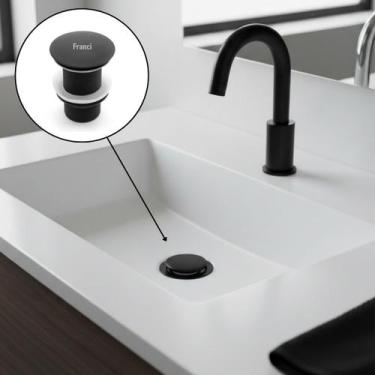 Imagem de Ralo Preto Metal Cuba Pia Válvula Escoamento Inteligente Click Clique 