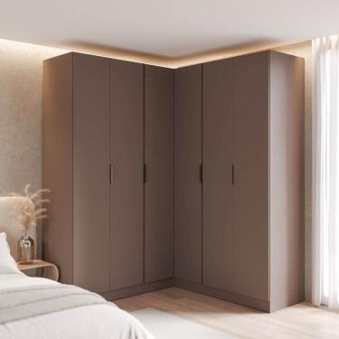 Imagem de Guarda-roupa Modulado de Canto Linear 4 Peças 6 Portas Orion Cabecasa Madeiraoriginals Mocha