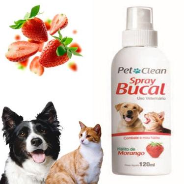 Imagem de Spray Bucal Cachorro Gato 120ml Contra Mau Hálito Pet Clean, Morango