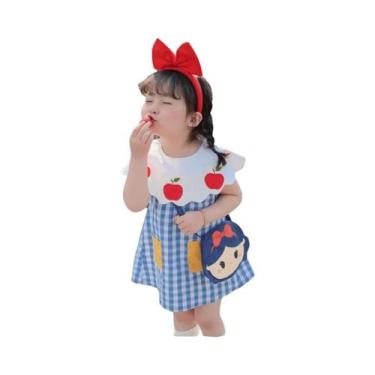 Imagem de Vestido De Verão Para Meninas Com Bordado De Maçã, Gola De Boneca Em R