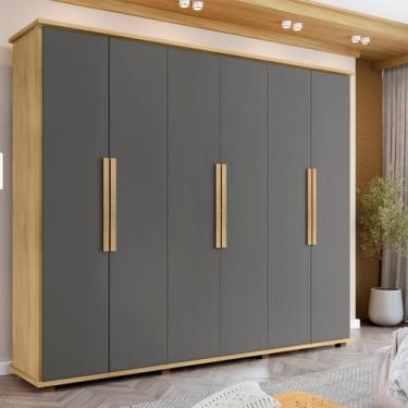 Imagem de Guarda-Roupa Casal com 6 Portas e 4 Gavetas Internas com Maleiro Canad