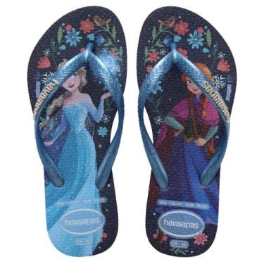 Imagem de Chinelo Infantil Menina de Dedo Slim Princess Havaianas Kids, Azul, Az