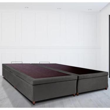 Imagem de Base Box Baú Bipartido Queen 158x198x46cm Luana Multimóveis Cr35382 Cinza