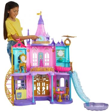 Imagem de Castelo de Princesas com Luzes e Sons, 3 Níveis e 25 Peças de Mobiliário e Acessórios, Mattel Disney, Rosa.