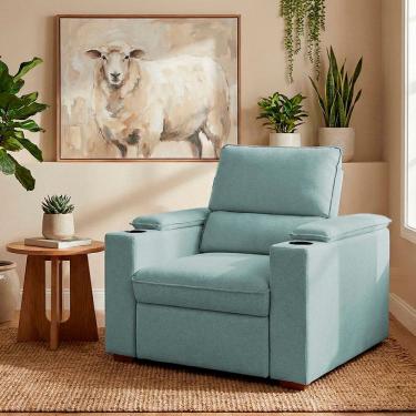 Imagem de Poltrona do Papai Reclinável Retrátil Liza Boucle Azul - Loja Sheep