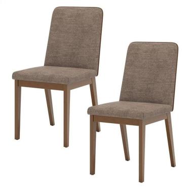 Imagem de Cadeira Para Mesa De Jantar Pietra Kit 02 Peças Corano Caramelo Cacao - Henn