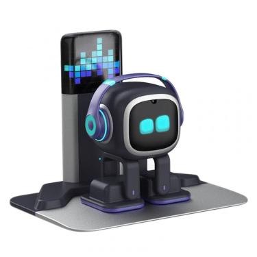 Imagem de Robô Companheiro Inteligente Preto e Prateado – EMOPET AI Desk Robot Companion, Comandos de Voz, Dança e Estação de Recarga