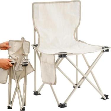 Imagem de Cadeira praia camping bolso lateral 70cm banqueta pesca banco assento 