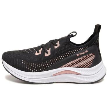 Imagem de Tenis Feminino Esportivo Nylon Respiravel Running Corrida Caminhada Solado Alto Cadarço Leve Macio-Feminino