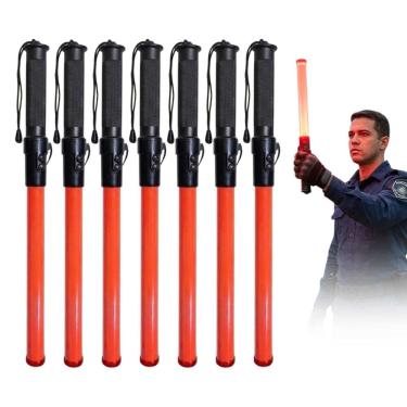 Imagem de Bastao Sinalizador Viario Kit 7 Uni LED Apito Segurança Alerta Transito Estacionar Guarda Fiscal Obra Emergencia Rodovia