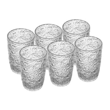 Imagem de Cj 6 Copos Altos de Cristal Martelado Petra Transparente 330ml Lyor