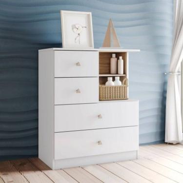 Imagem de Cômoda Infantil Vanila 4 Gavetas Branco - Henn