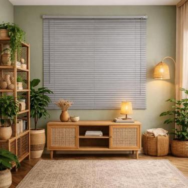 Imagem de Persiana Horizontal PVC 25mm Block 80larg x 80alt - Top Flex, Cinza