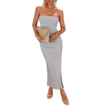 Imagem de Vestido PRETTYGARDEN de Verão Bodycon Longo sem alça Tamanho P