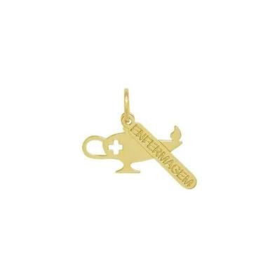 Imagem de Pingente Profissão Enfermagem E Placa Escrita - Brilhante Folheados