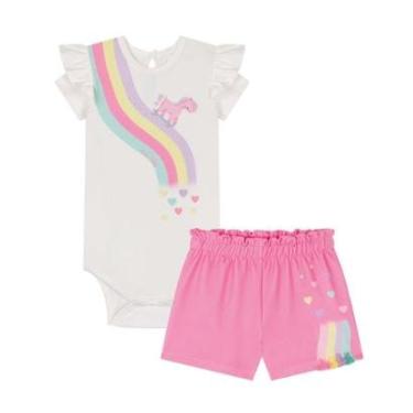Imagem de Conjunto Bebê Menina Body em Cotton e Shorts Unicórnio Kukiê-Feminino