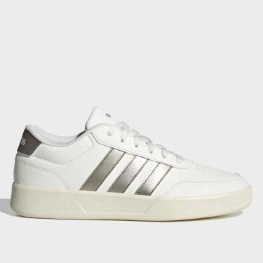 Imagem de Tênis Adidas Breaknet 3.0 Feminino, Branco, Prata, 38