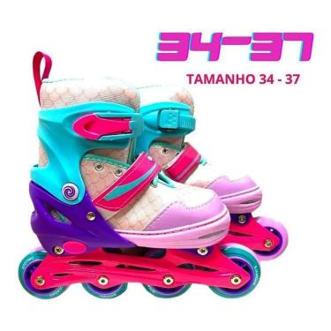 Imagem de Patins Ajustável Feminino Unitoys 34-37 com LED e Fumaça para Crianças +6 Anos