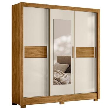 Imagem de Guarda Roupa Casal Bahamas 3 Portas Freijó Off White com Espelho - Moval