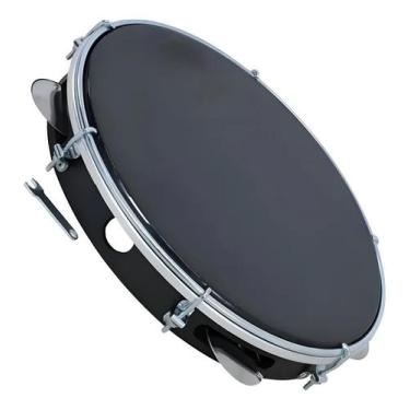 Imagem de Pandeiro Profissional Abs Preto 10 Polegadas Pele Preta Marc - Congrat