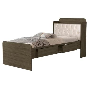 Imagem de Cama Solteiro Bau 2 Gavetas MDF Tamires Capitone Decmade