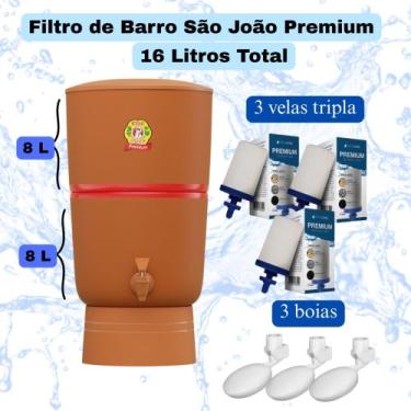 Imagem de Filtro São João Premium 8 litros (8+8) com 3 velas tripla Ação e 3 boi
