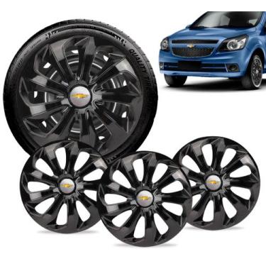 Imagem de Jogo 4 Calota Velox Aro 15 Preta Gm Agile Corsa Celta Astra - Elitte