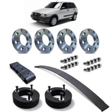 Imagem de Kit Elevação Completa Espaçador 15mm Fiat Uno Quadrado - Borfix