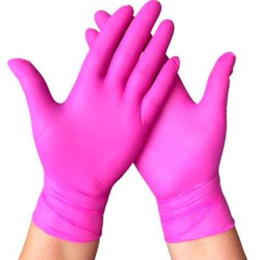 Imagem de LUVA NITRILICA ROSA SEM PÓ CAIXA COM 100 uni INOVEN. TAMANHO:P, P