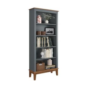 Imagem de Estante de Madeira Maciça 4 Prateleiras - Apaixone&Decore, Cinza