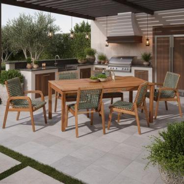 Imagem de Mesa de Jantar Com 04 Cadeiras Sem Braço e 02 Cadeiras Com Braço Tramm