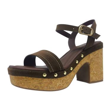 Imagem de Sandália Feminina Pins Cortiça Salto Medio Meia Pata Cacci