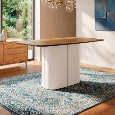 Imagem de Mesa de Jantar 6 Lugares Retangular 160cm Verbena N01 Off White Ypê - Lyam Decor