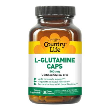 Imagem de Suplemento Country Life L-Glutamina 500 mg com B6 100 cápsulas-Unissex