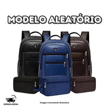 Imagem de Kit Mochila material sintético Unissex Reforçada Notebook 15 + Necessa