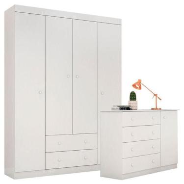 Imagem de Cômoda e Guarda Roupa Infantil Helena Branco Brilho - Phoenix - Phoeni