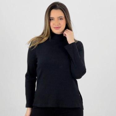 Imagem de Blusa Hering Básica Gola Alta Manga Longa Feminina, P, Preto