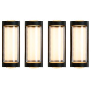 Imagem de 4 Arandela Externa 3 Leds Facho Duplo Aluminio Muro Bet80 - Acende a L