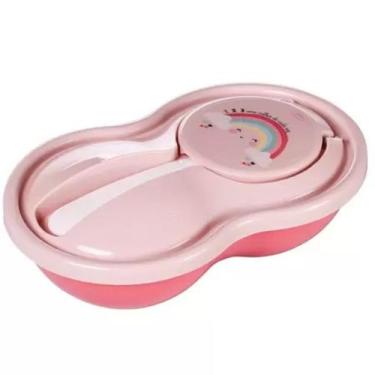 Imagem de Pote Para Papinha Com Colher Plasútil Baby 320 ML Alimentação, Arco-ír