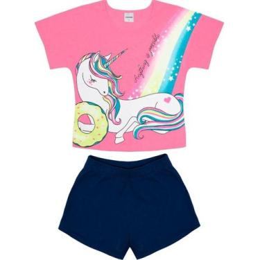 Imagem de Conjunto Infantil Menina Roupa Bermuda Short Camiseta Verão - Rovitex 