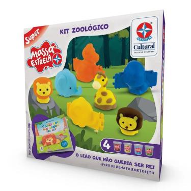 Imagem de Livro com Massa de Modelar o Leão Que Não Queria Ser Rei com 4 Potes e Moldes 3D Estrela