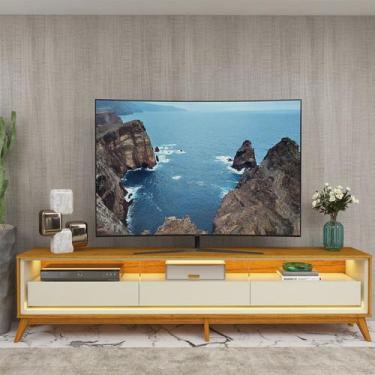 Imagem de Rack para TV até 90 Polegadas com LED 100% MDF 260cm Pés em Madeira Ma
