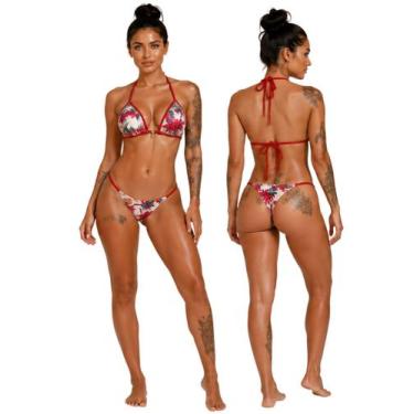 Imagem de Biquíni Feminino de Veludo Cortininha Com Bojo Calcinha Empina Bumbum 