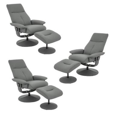 Imagem de Kit 3 Poltronas do Papai Elétrica Reclinável Giratória Apoio de Pés e 
