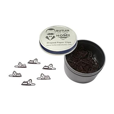 Imagem de Butler in the Home 100 clipes de papel em forma de leão ótimos para colecionadores de clipe de papel ou presente de escritório – vem em lata redonda com tampa e caixa de presente, Marrom