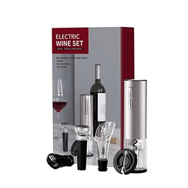 Imagem de Kit abridor de garrafa de vinho elétrico Recarregável saca-rolhas automático contém rolha de vácuo e aerador de vinho com cabo de carregamento USB para vinho 4 em 1 conjunto de presente