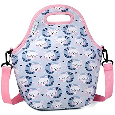 Imagem de Lancheira para meninas, VASCHY Bolsa de Almoço Leve Neoprene para Criança Menino Menina para Escola Creche Jardim de Infância,Gatinho