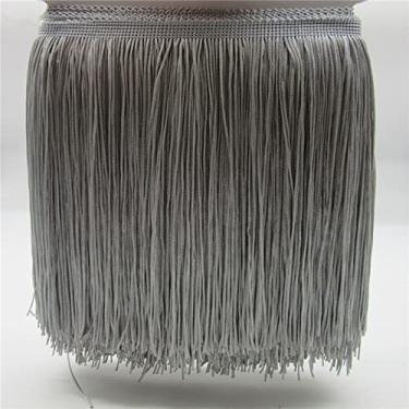 Imagem de 1 jarda 20 cm de poliéster longo borla franja guarnição de renda fita costurar vestido latino palco vestuário acessórios cortina, cinza, 1 jarda